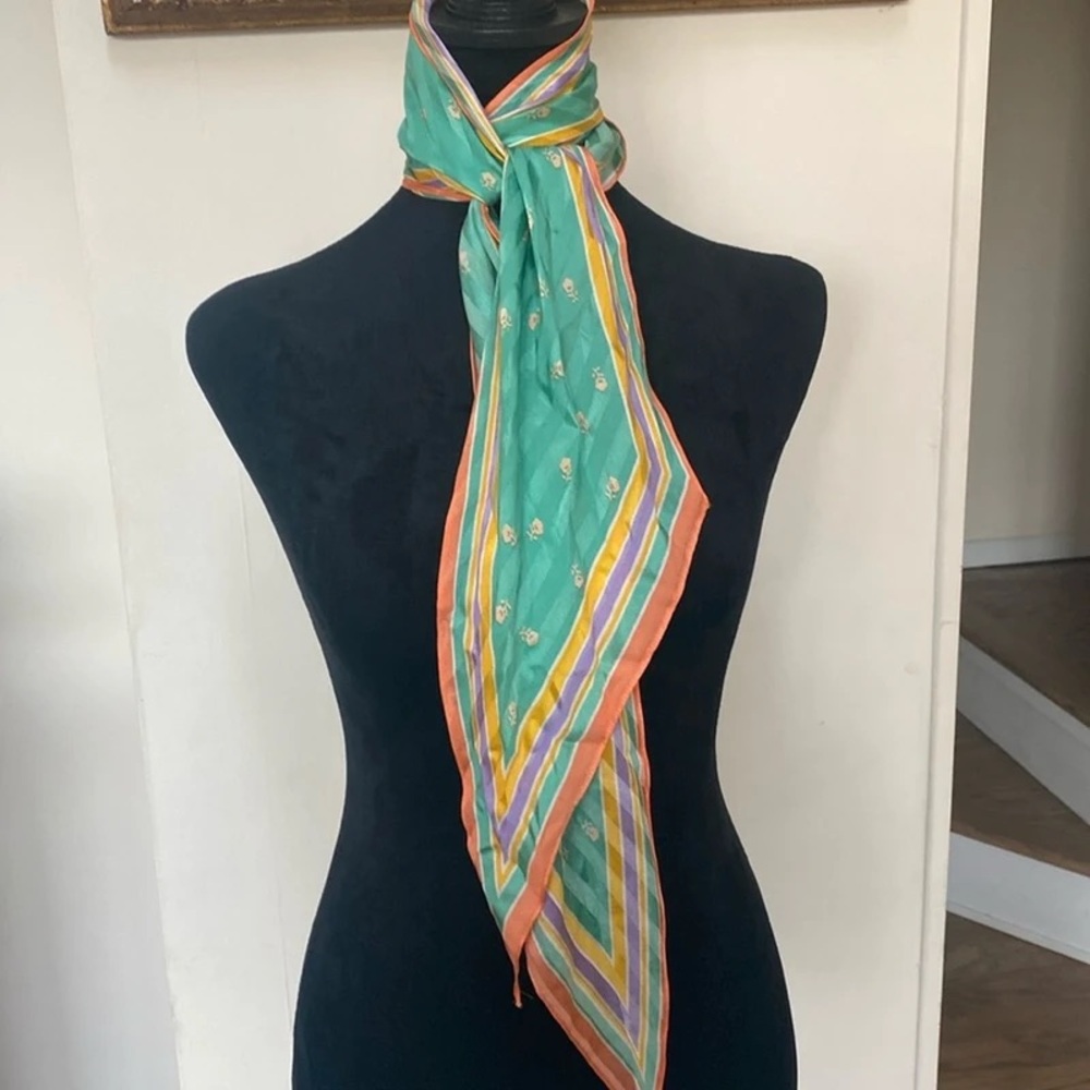 Kenzo Teal and Orange Striped Scarf